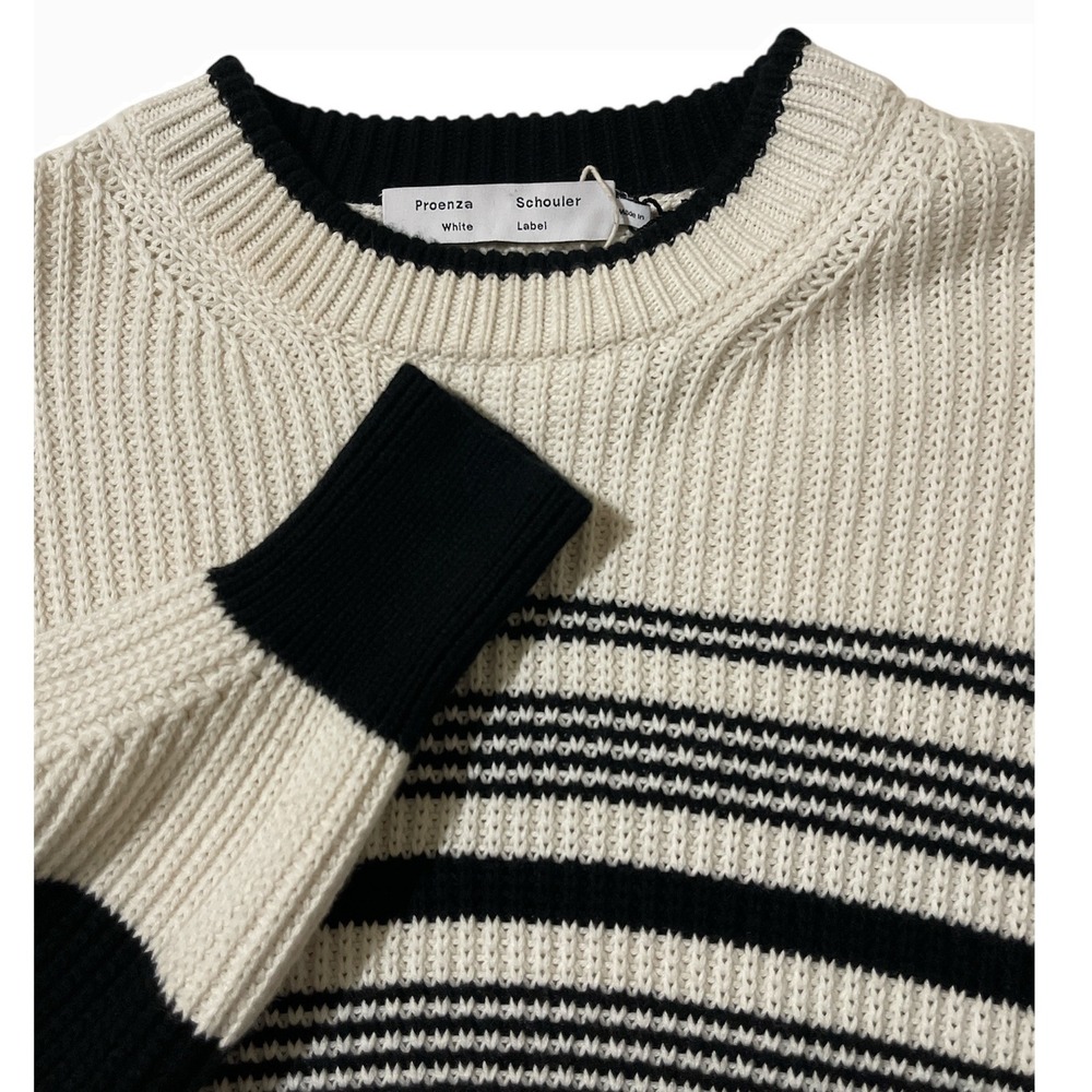 Proenza Schouler White Label Striped Cotton‎ Cashmere Sweater Knit Women's Small